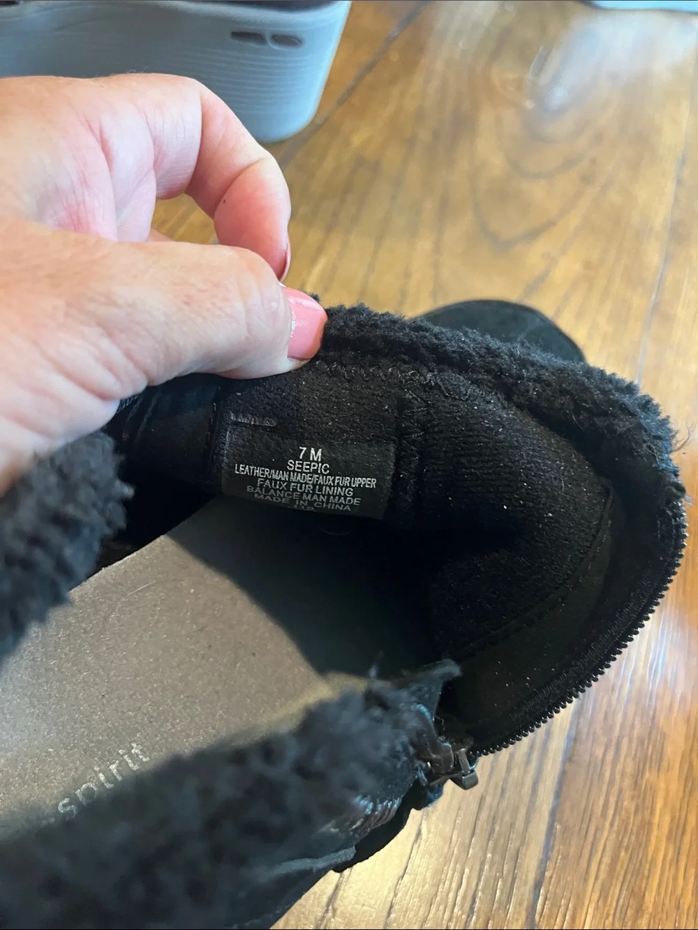 Easy Spirit Black Suede Faux-Fur Lined Ankle Boots
